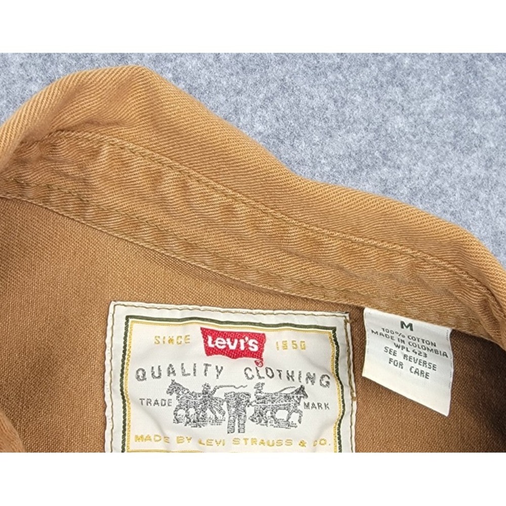Vintage 90s Levi's Men's Red Tab Duck Canvas Long Sleeve Work Shirt Brown Medium - Picture 11 of 16